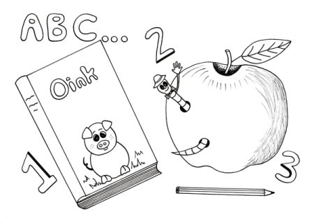 Back to School Kids' Coloring Page - school related images