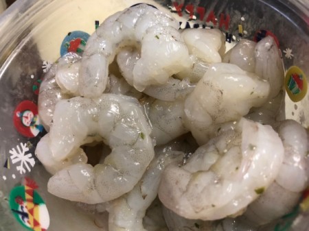 Shrimp in bowl with sake