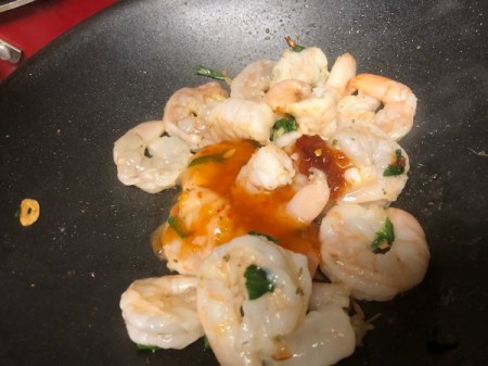 Chili sauce added to Shrimp
