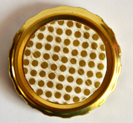 Pumpkin Seed Blessing Jar - cut a circle of paper to fit the lid, cover with washi tape and then with packing tape, then glue to the lid