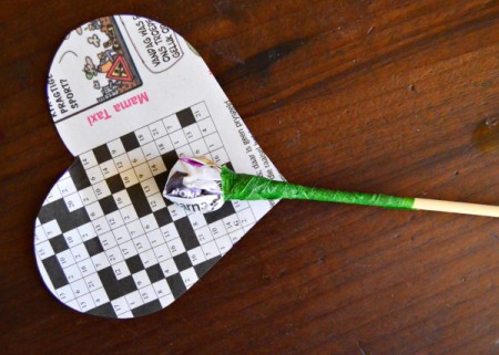 Bunch of Newspaper Roses - heart shaped paper