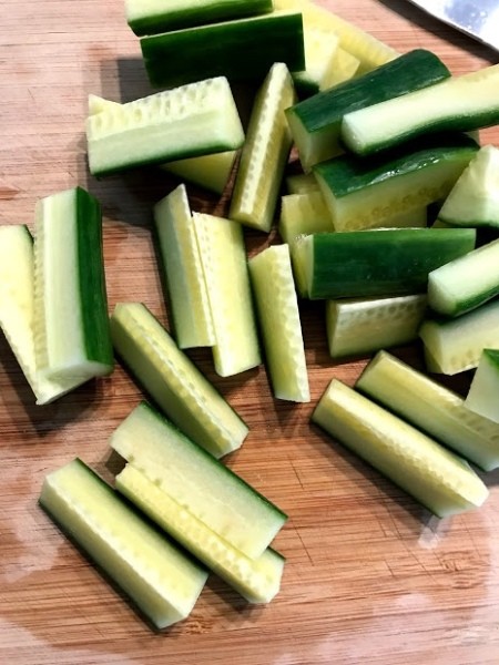 chopped cucumber pieces