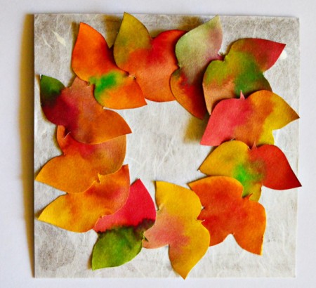 Fall Wreath Birthday Card - glue on the leaves loosely