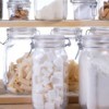 Glass Jars filled with pantry items.