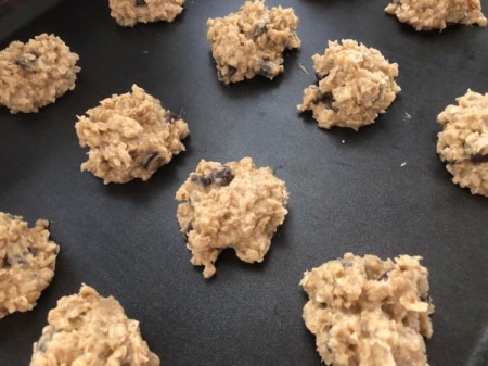 spoonfuls of batter on baking tray