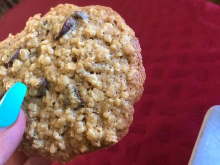 hand held Chocolate Chip Oatmeal Cookies