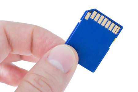 Hand holding a SD memory card