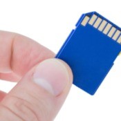 Hand holding a SD memory card