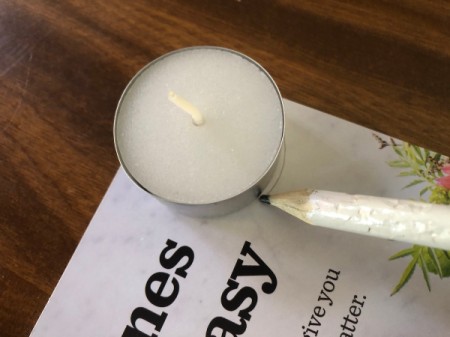 Plastic Milk Jug Flower - trace votive candle onto scrap paper for flower center