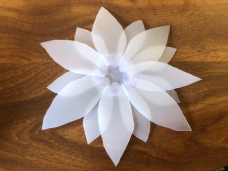 Plastic Milk Jug Flower - stagger and glue the medium petals in place