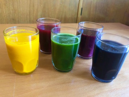 DIY Organic Food Colouring - glass containers of food colors