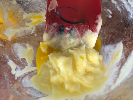 adding egg to batter