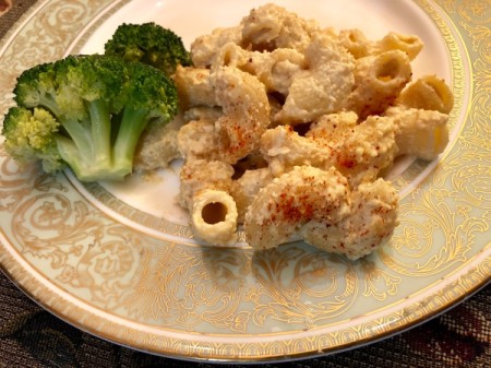 Vegan Mac and "Cheese" on dinner plate