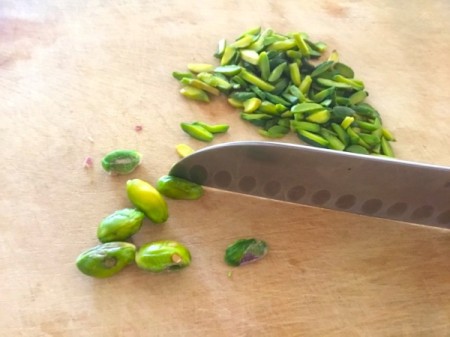 cutting pistachios