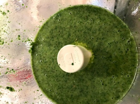 herbs added to processor