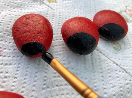 Stone Ladybug Garden Ornament - paint the narrower end black for the face
