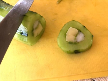 cutting Stuffed Cucumber Roll