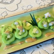 Shrimp Stuffed Cucumber Roll on plate