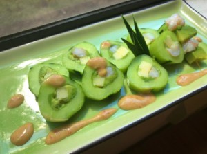 cucumber sushi on plate
