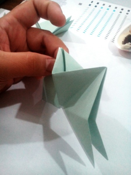 Folded Paper Star - pull center crease outward to make a mountain fold