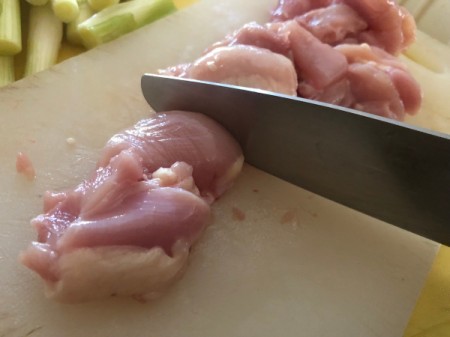 cutting Chicken pieces