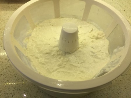 A Euro Cuisine Greek yogurt maker after straining