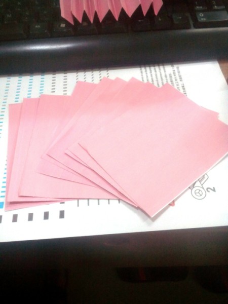 Paper Card Organizer - using a second piece of the same color cut 9 squares