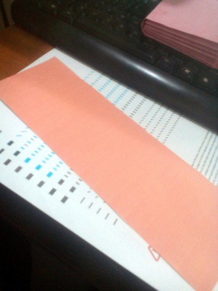 Paper Card Organizer - cut the different colored paper in half