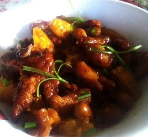 Honey-Orange Glazed Pork in bowl