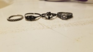 Cleaning Silver Rings After a House Fire - blackened silver rings