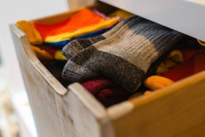 Open sock drawer.