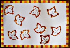 Raised Salt Fall Kids' Artwork - paint the remaining squares with brown and orange and allow to dry