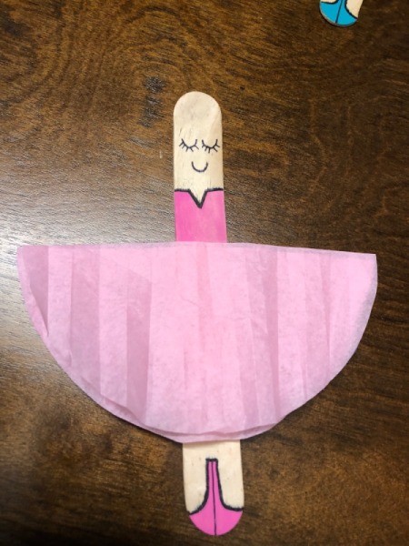 Ballerina Craft Stick - draw on face and glue on tutu with a glue stick