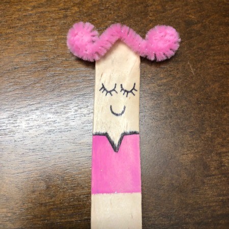 Ballerina Craft Stick - hot glue hair to craft stick