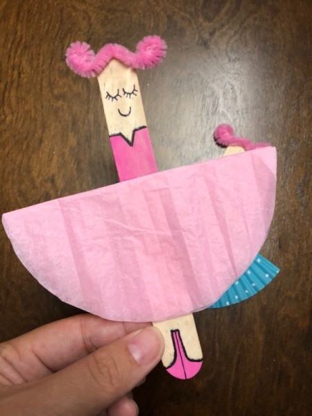 Ballerina Craft Stick - pink ballerina done