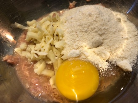 tuna flour and egg in bowl
