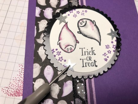 Halloween "Trick or Treat" Card - add embellishments