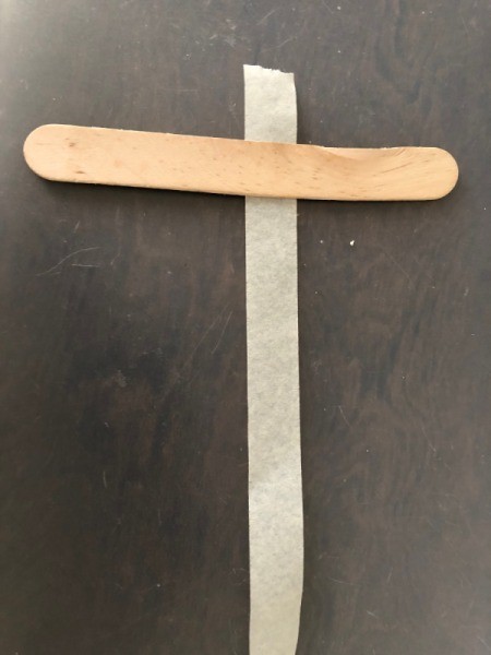 Upcycled Cardboard Box to Gift Basket - lay the craft sticks on the tape