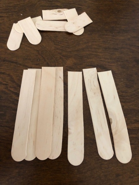 Upcycled Cardboard Box to Gift Basket - sticks cut to correct length and tape removed