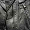 Close up of a leather jacket.