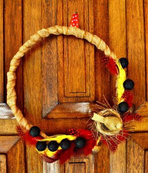 Elements of Nature Fall Wreath - wreath hanging on door