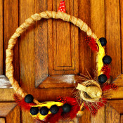 Elements of Nature Fall Wreath - wreath hanging on door