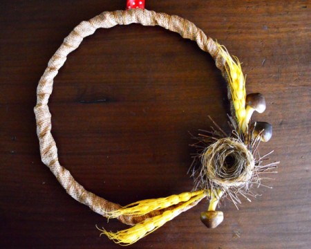 Elements of Nature Fall Wreath - glue on mushrooms, cut extra wire as needed