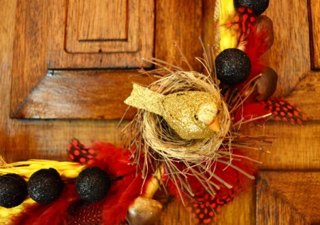 Elements of Nature Fall Wreath - glue the bird to the nest
