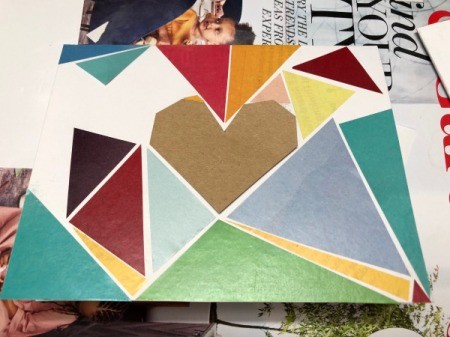 Geometric Heart Card - glue triangles in place