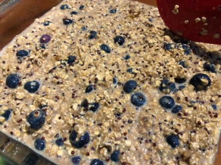 spreading batter in pan