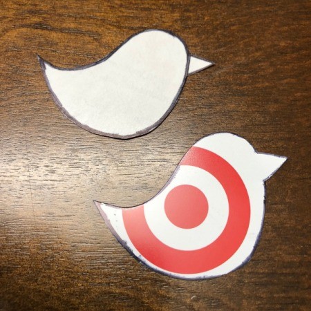 Upcycle Giftcard to Keychain with a Fob - cut the bird shape out of the gift card