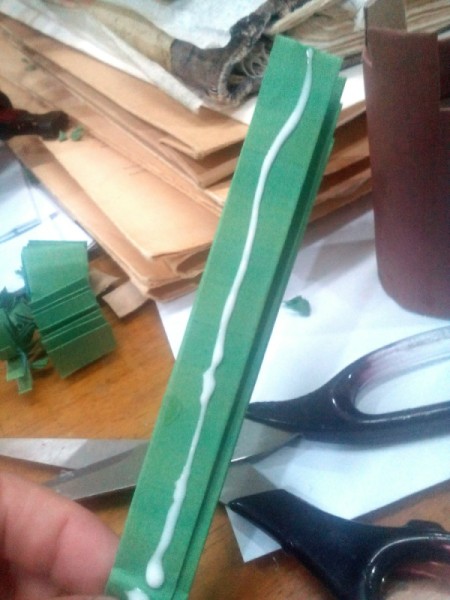 Table Top Mini Christmas Tree - apply glue to the center of the folded paper