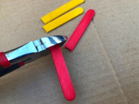 Popsicle Stick Desktop Organizer - use wire cutters to cut 7-8 sticks in half