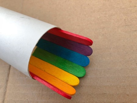 Popsicle Stick Desktop Organizer - continue adding sticks all the way around the inside of the tube